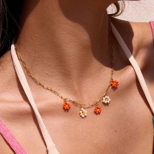 Nova Bloom Necklace (Orange, White)