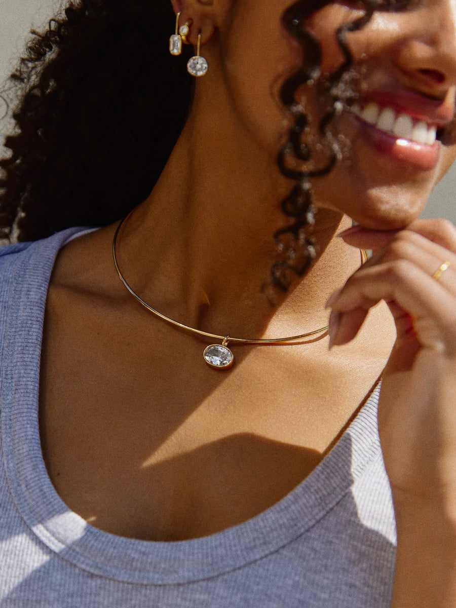 Bezel Collar Necklace (Oval)