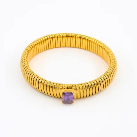 Slumber Chunky Gold Bracelet (Purple)
