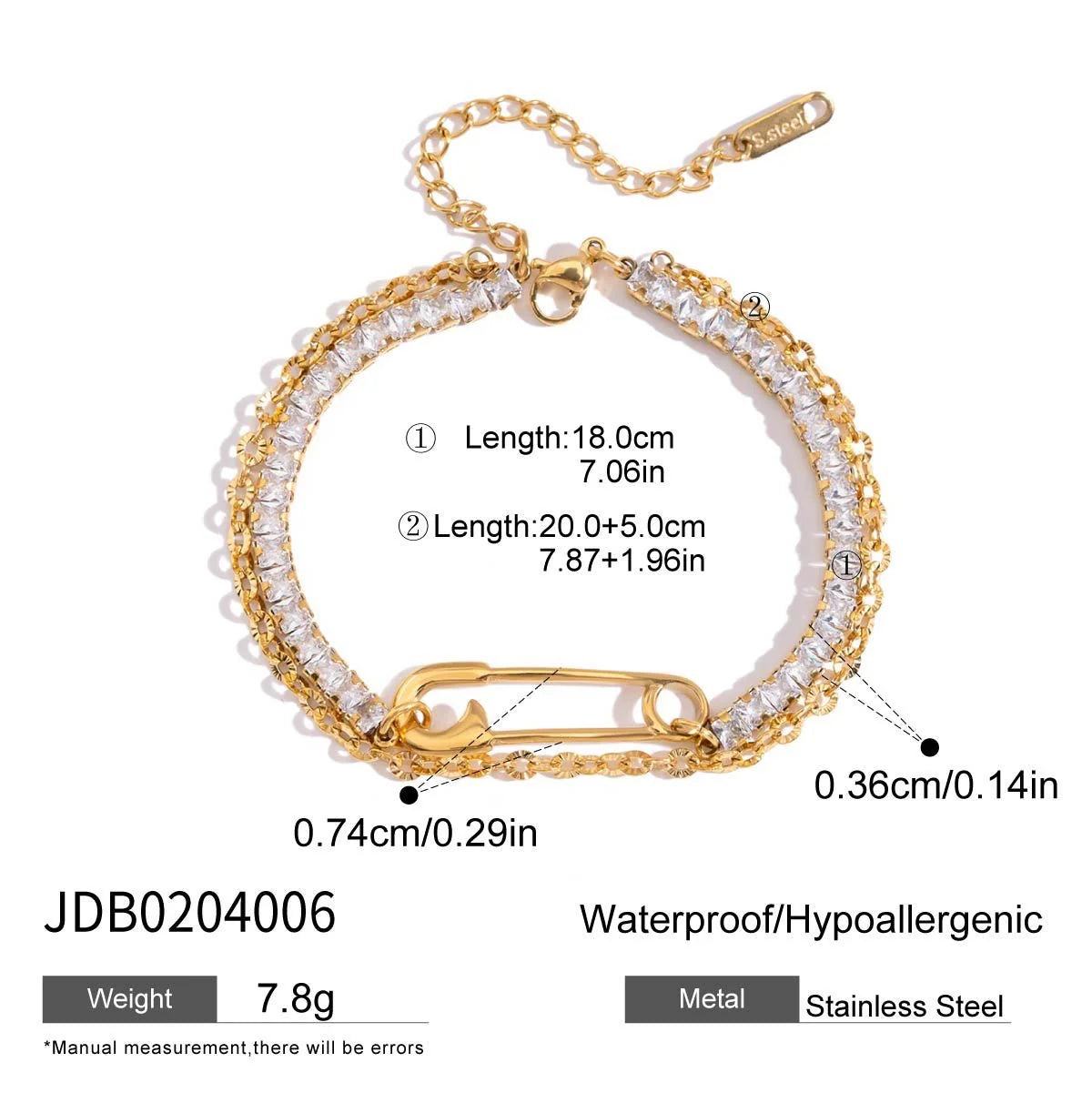 Milan Safety Pin Tennis Bracelet