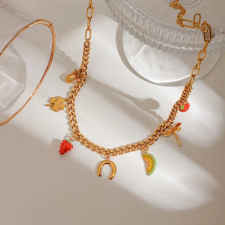 Mulan Fruity Necklace (Strawberry & Pineapple)