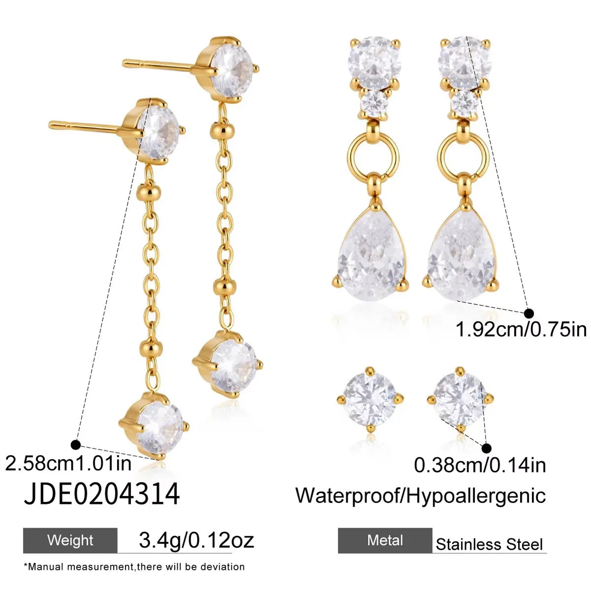 Josie Crystal Tassel Stud Set (Gold)