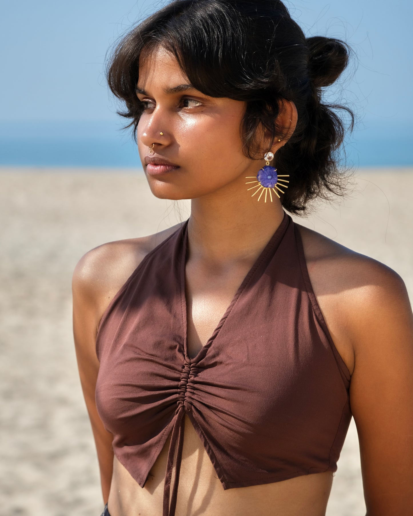 Coastal Charm Agate Gemstone Earrings (Lavender)