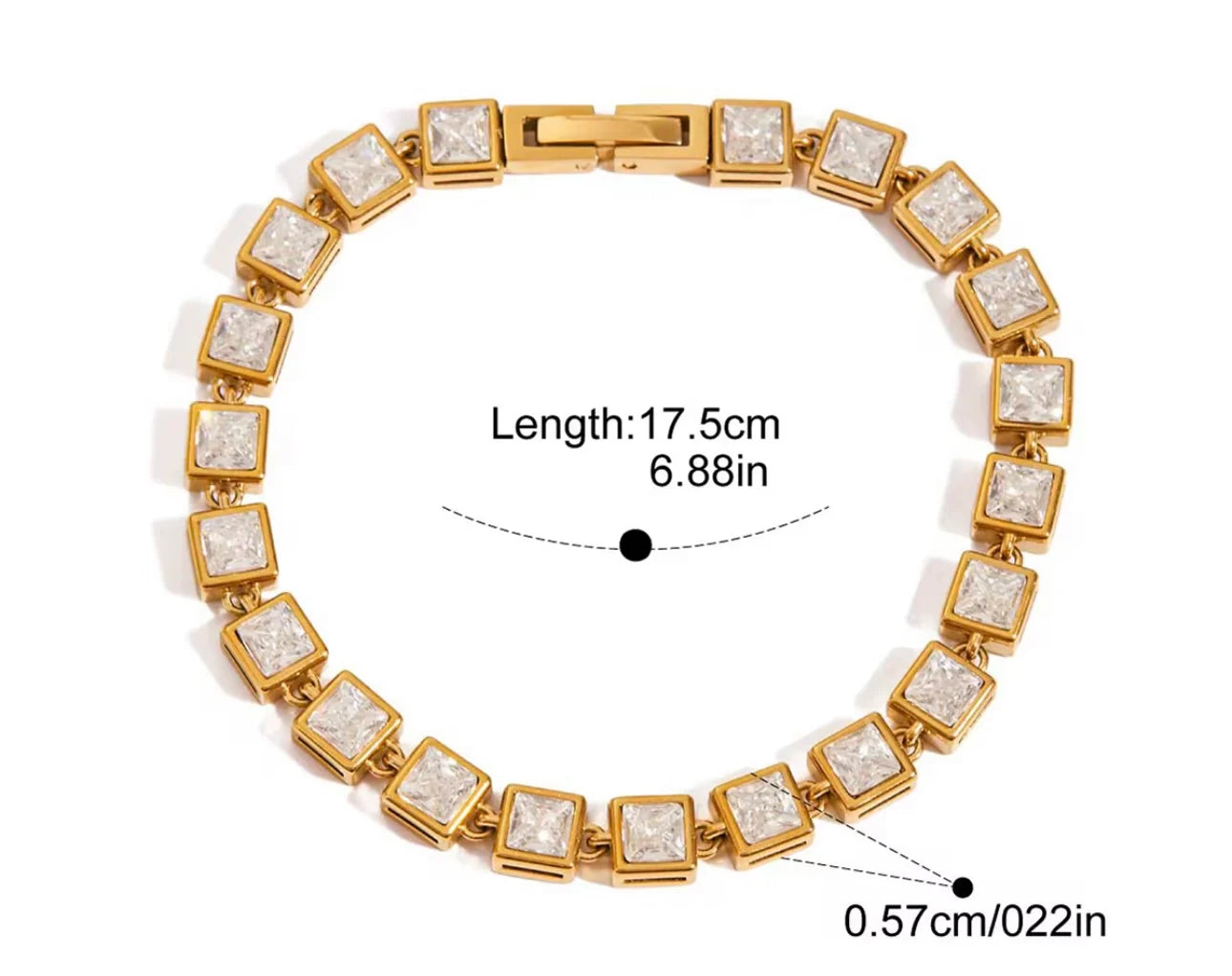 Vivacious Studded Tennis Bracelet (Gold)