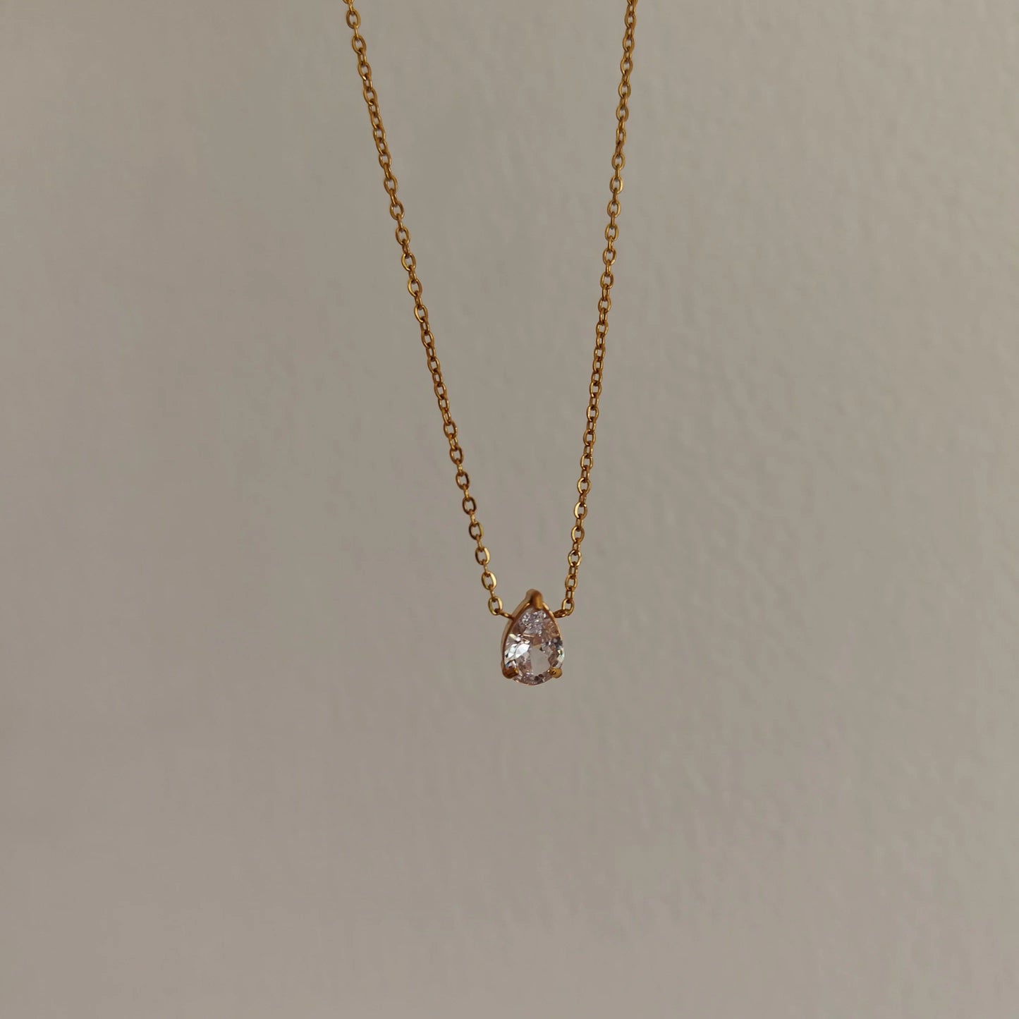 Nolan Pear Solitaire Necklace