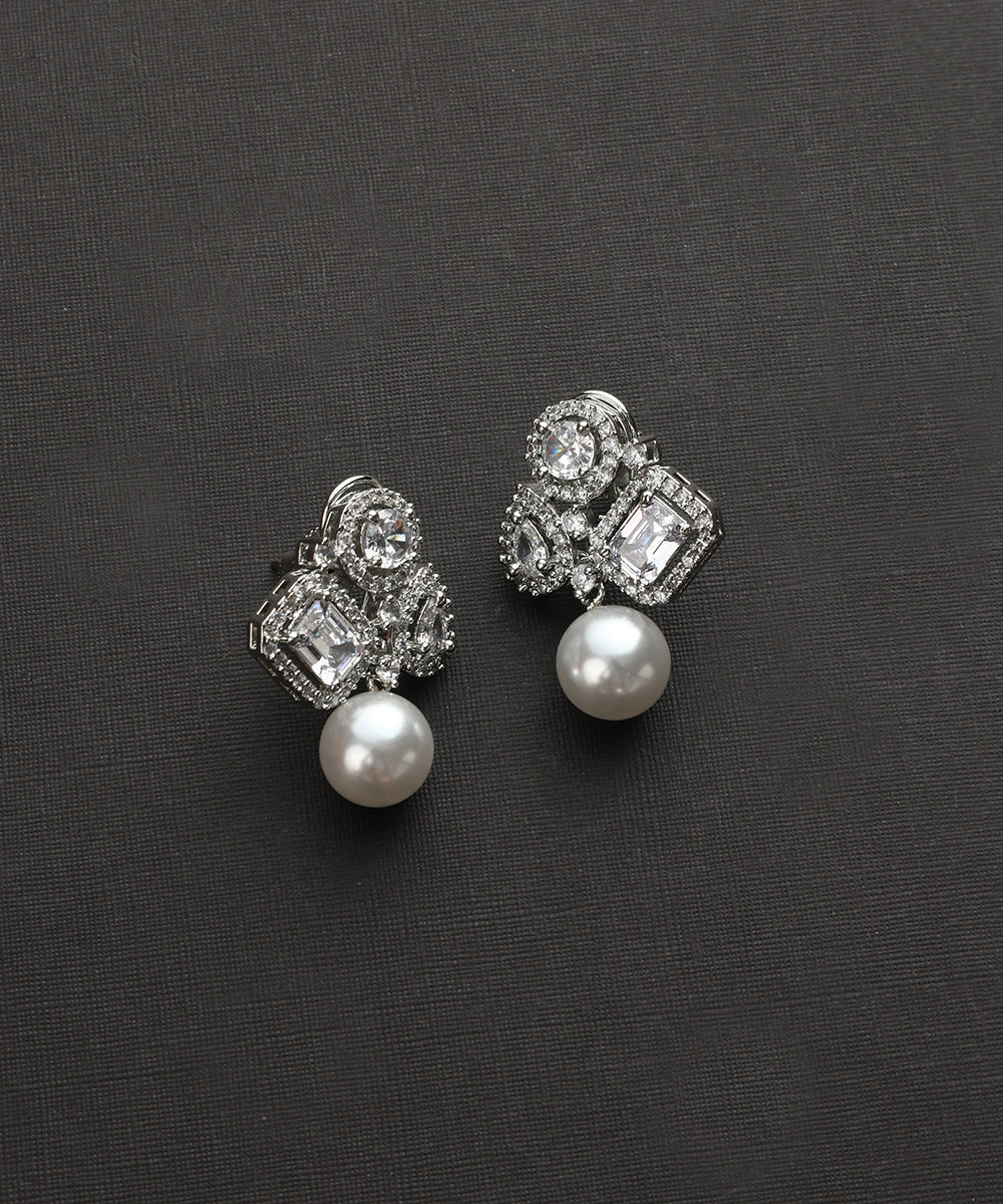 Alter Diamond Earrings with Pearl Drop