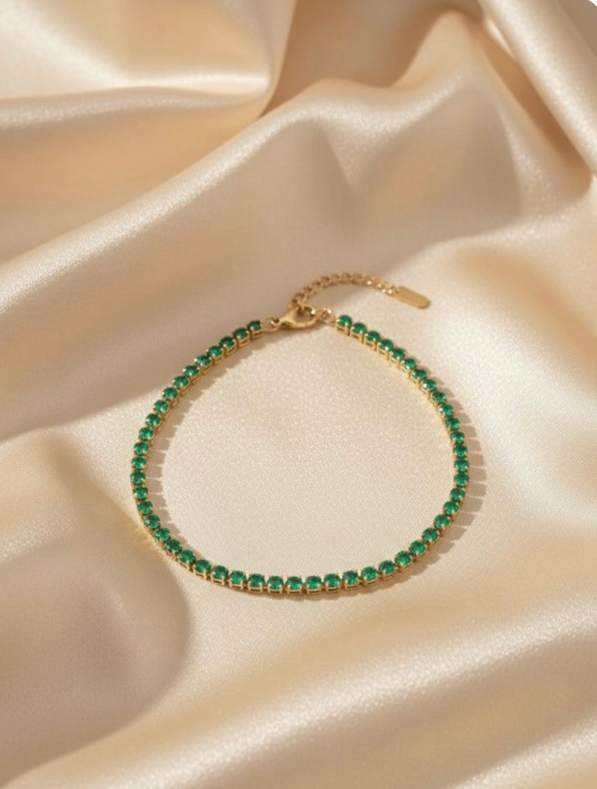Alora Diamond Tennis Bracelet (Green)