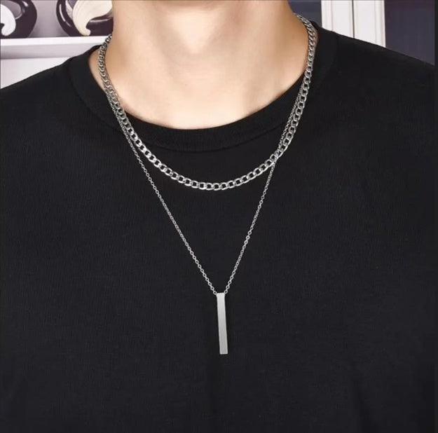 Toronto Dual Silver Chains with Pendant for Men