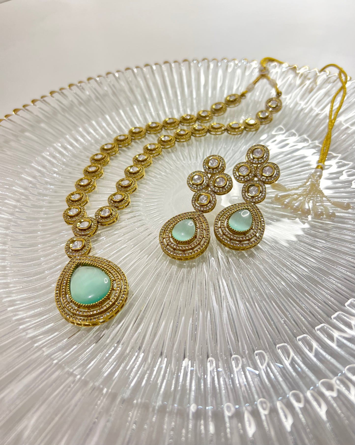 Prestige Polki Set with Earrings (Mint)