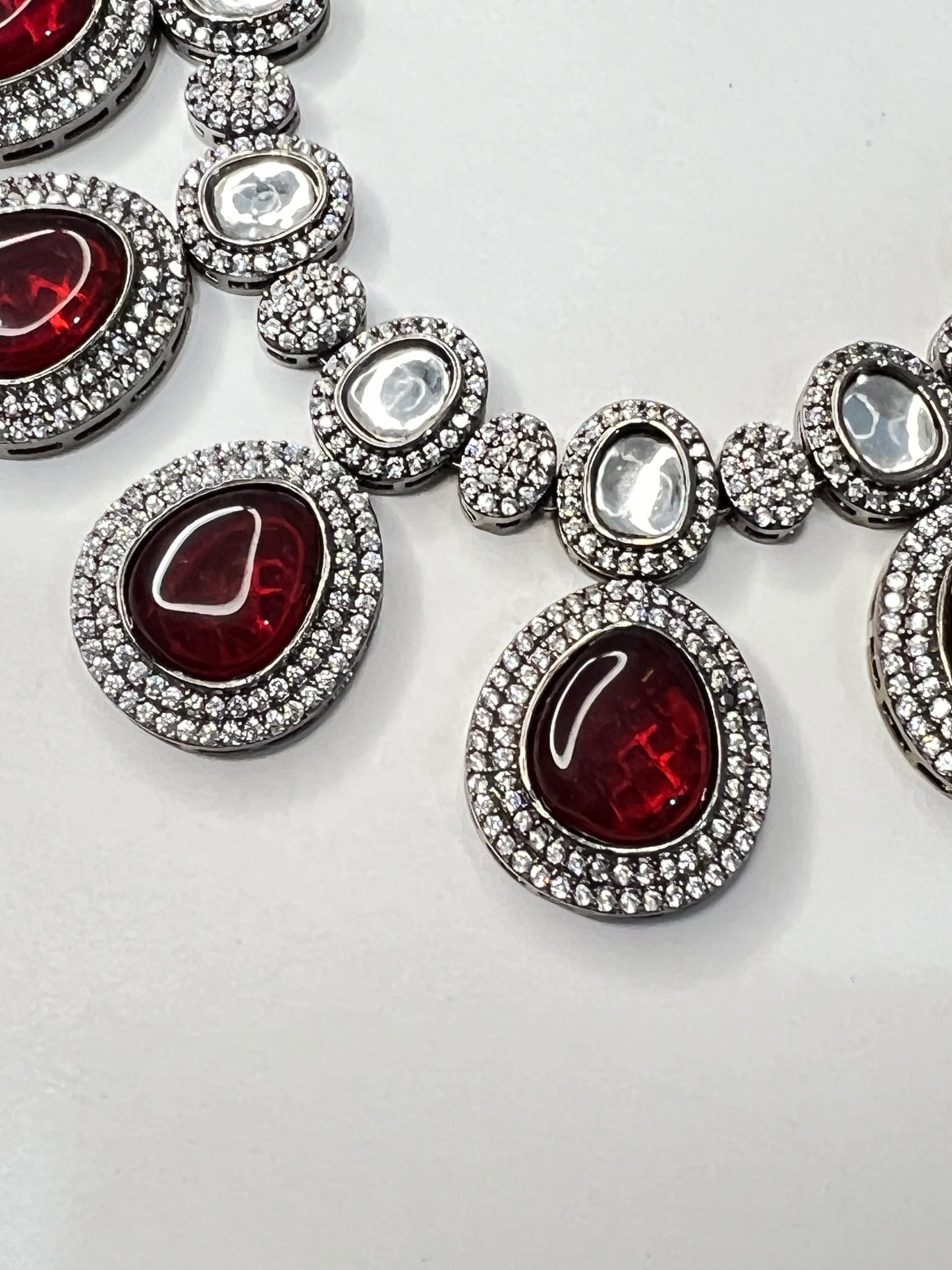 Summit Polki Set with Earrings (Red)