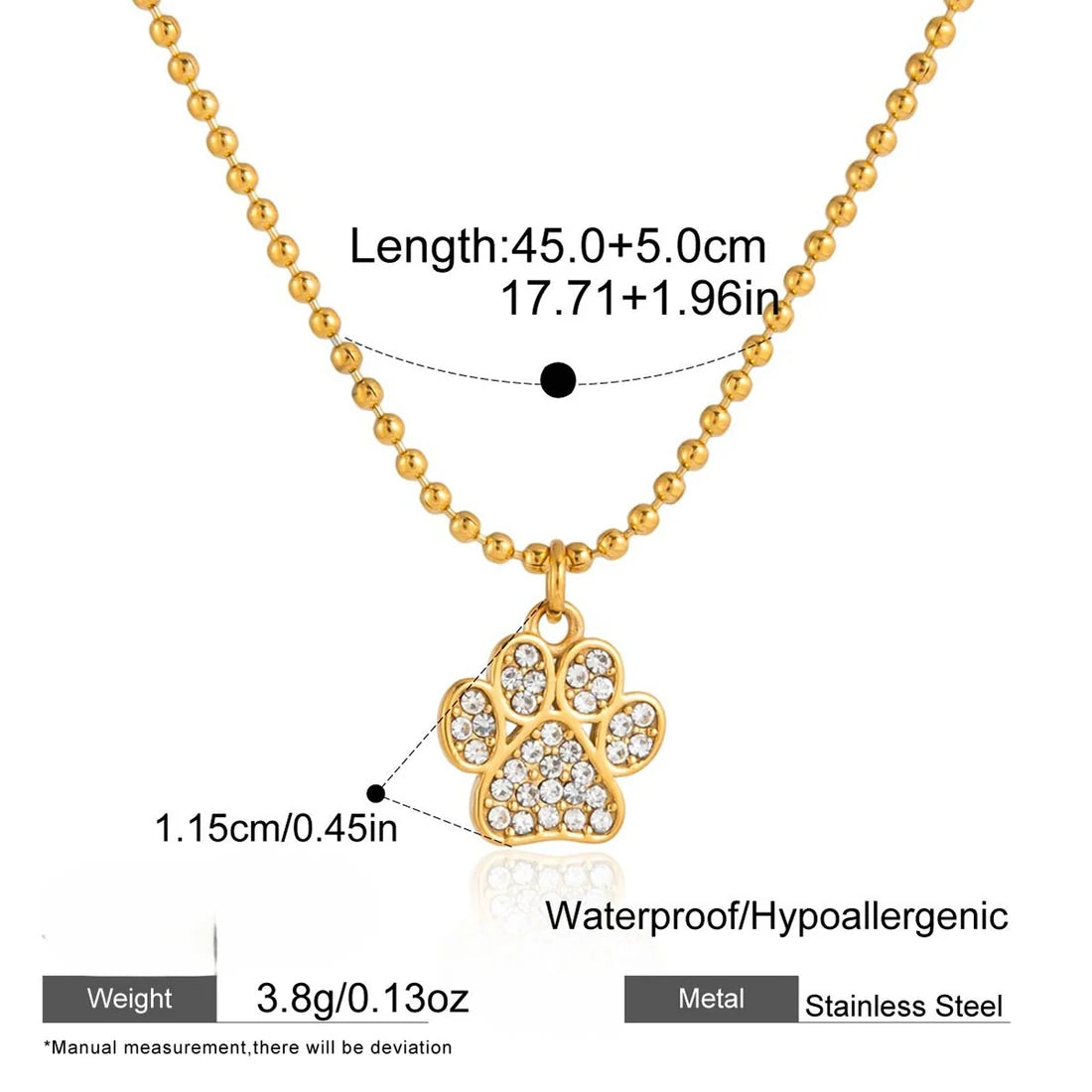 Paw Studded Necklace