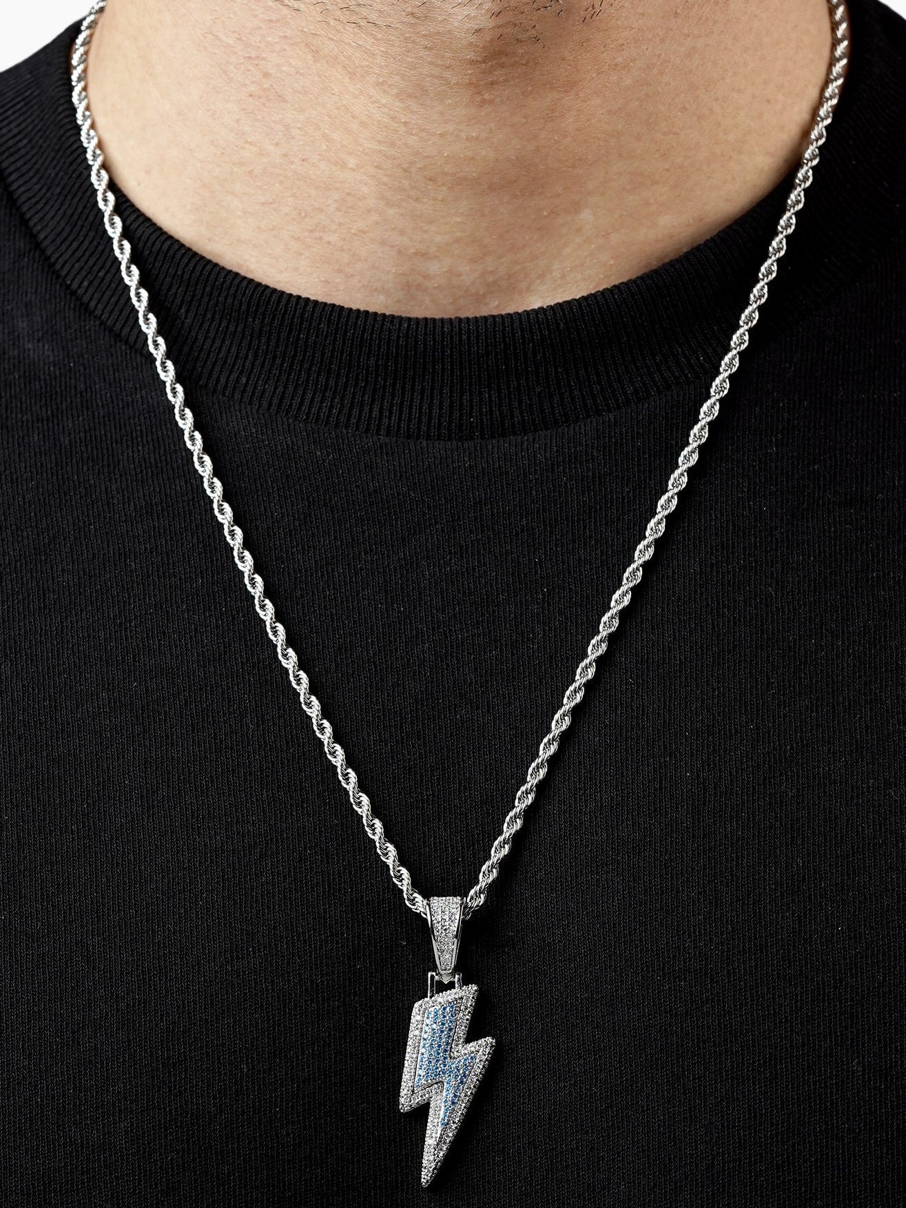 Iced Out Flash Pendant for Men (Blue)