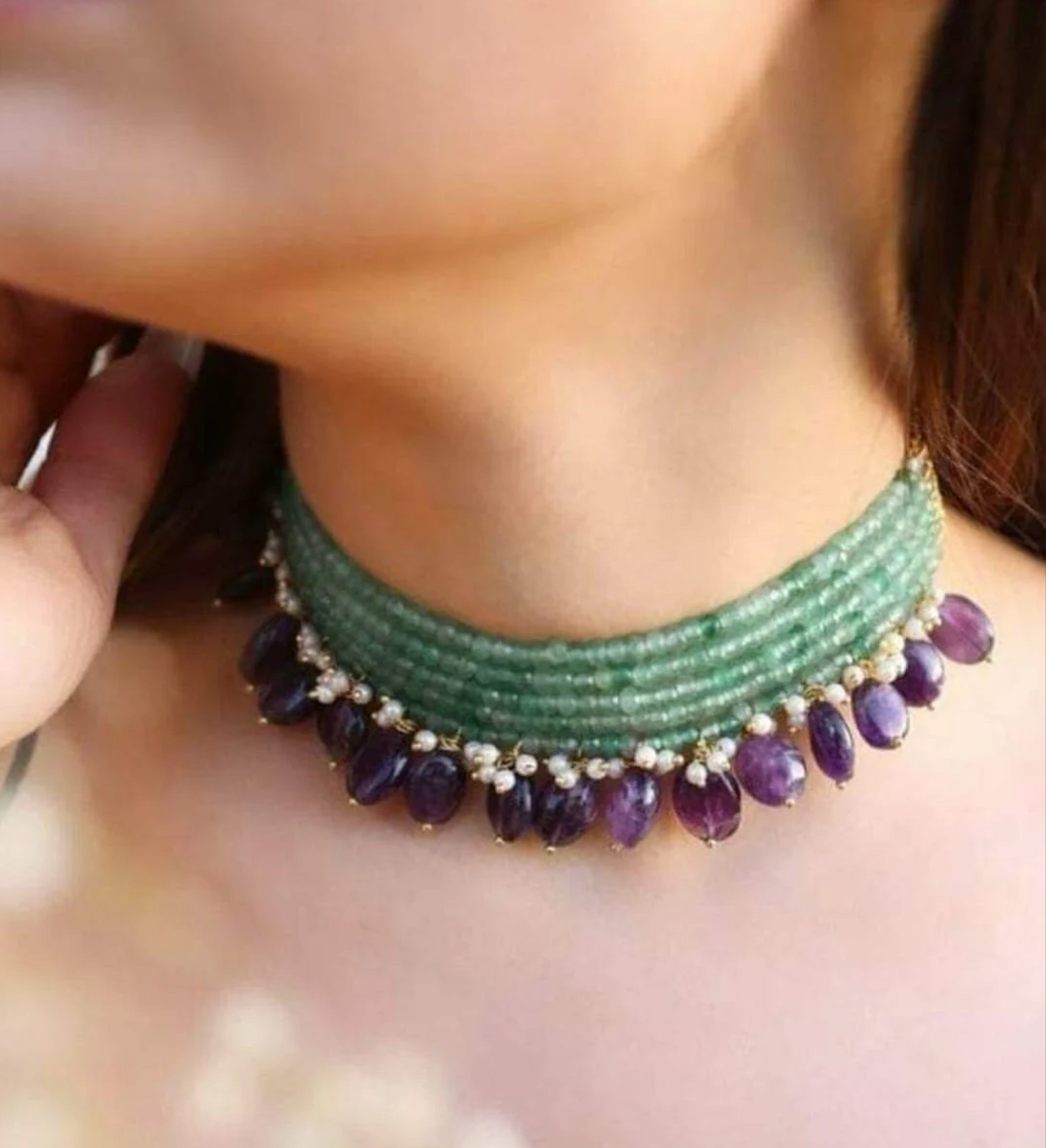 Frida Mint Green Choker Set