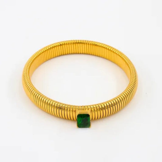 Slumber Chunky Gold Bracelet (Green)