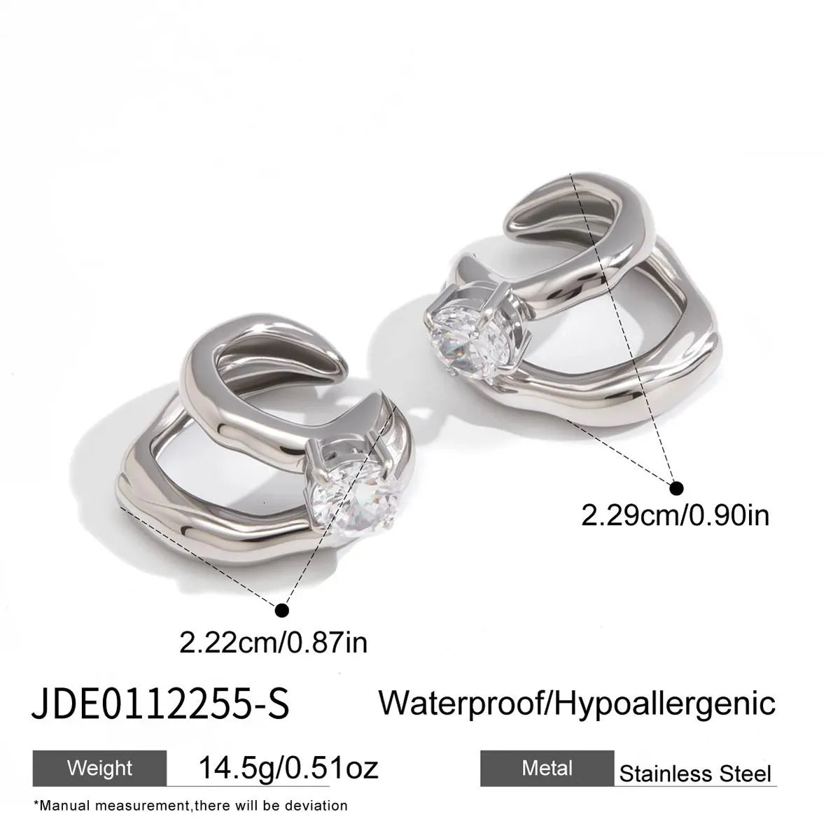 Chunky Studded Ear Cuff Earrings (Silver)