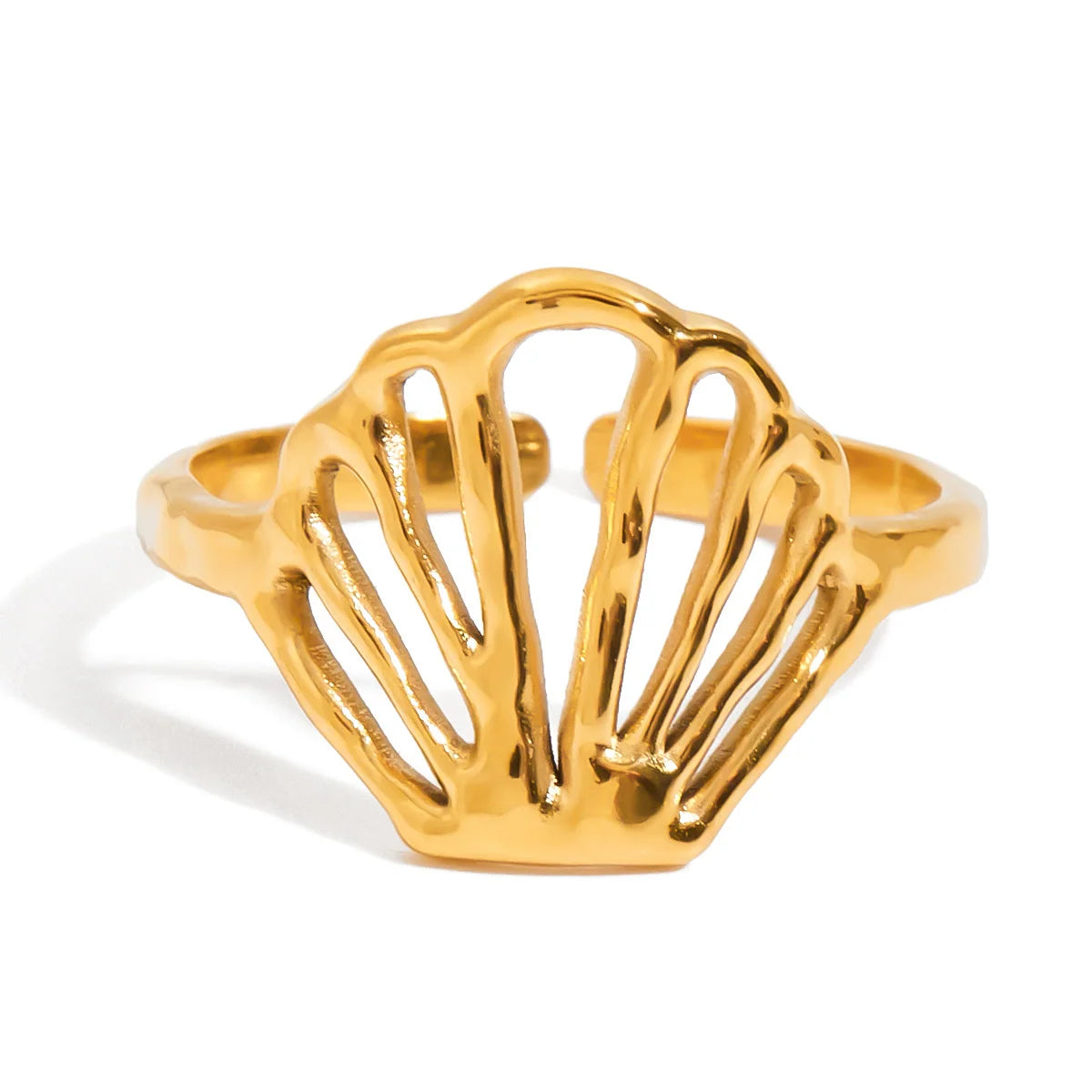 Evie gold cut-out seashell ring
