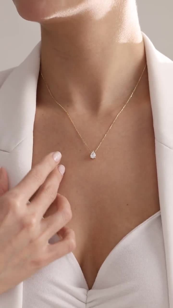 Nolan Pear Solitaire Necklace