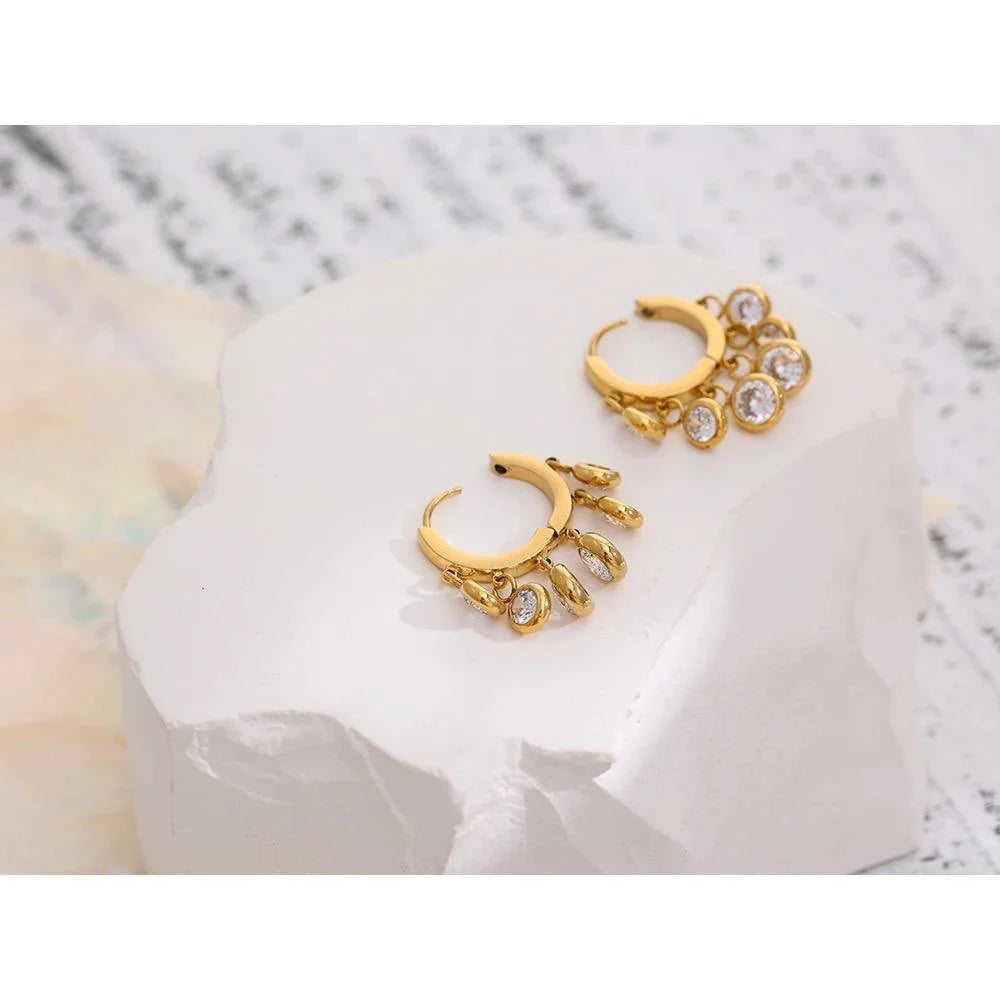 Lia Diamond Dangler Earrings (White)