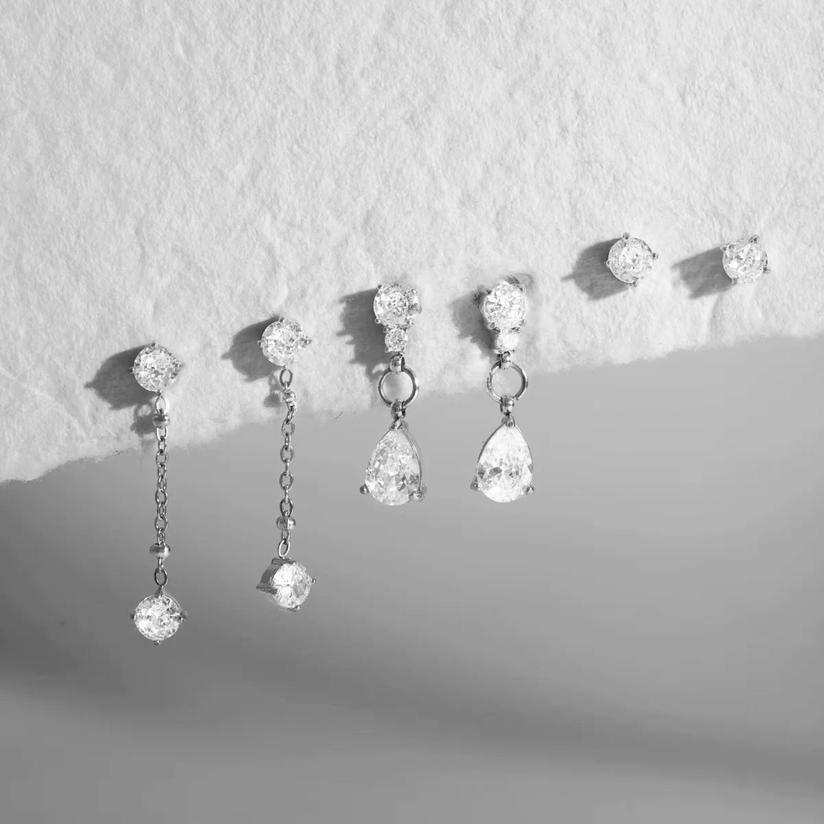 Josie Crystal Tassel Stud Set (Silver)