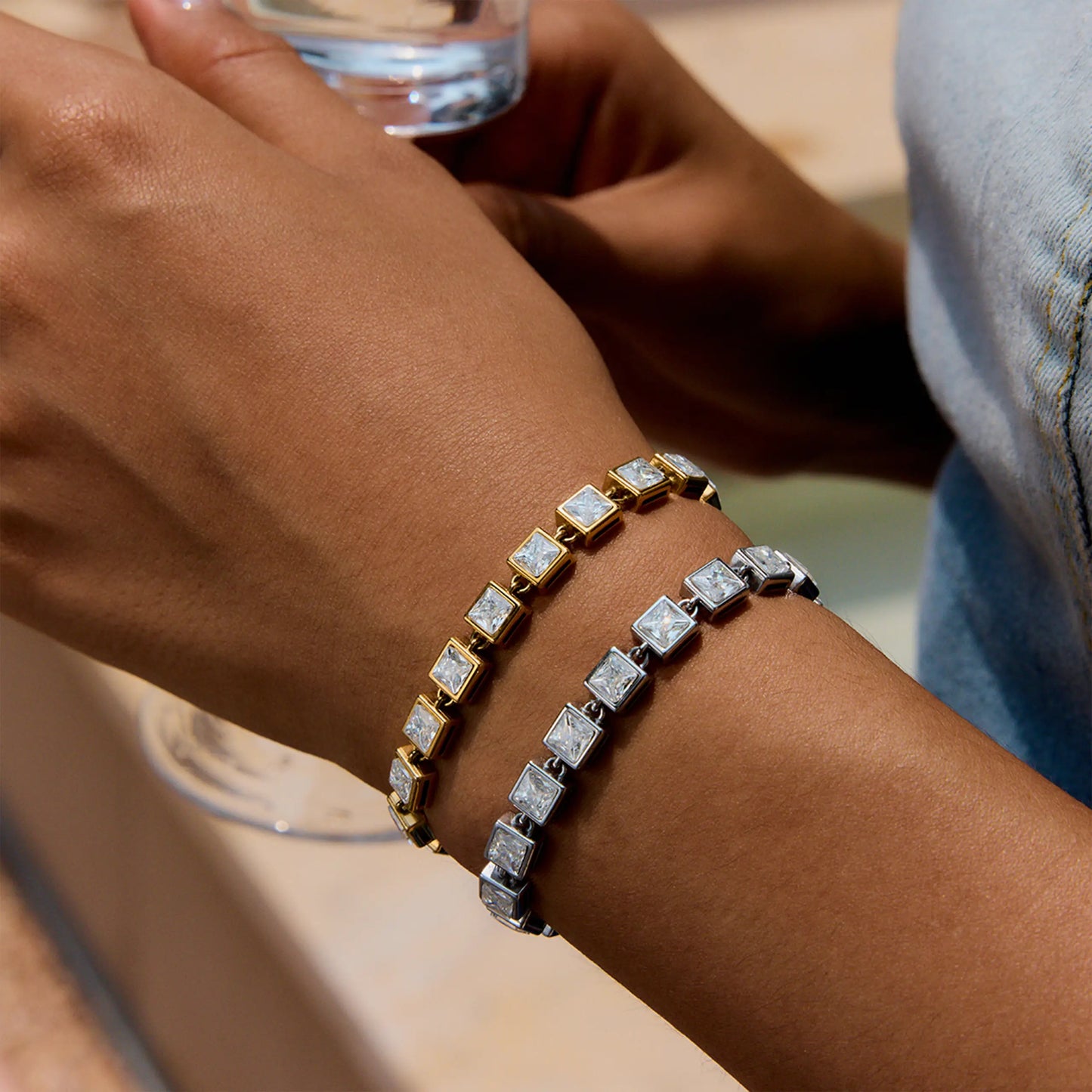 Vivacious Studded Tennis Bracelet (Silver)