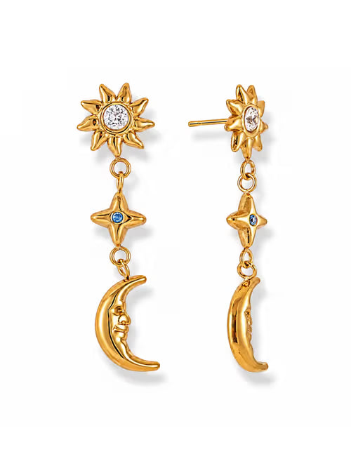 Esme gold sun, star and moon drop earrings