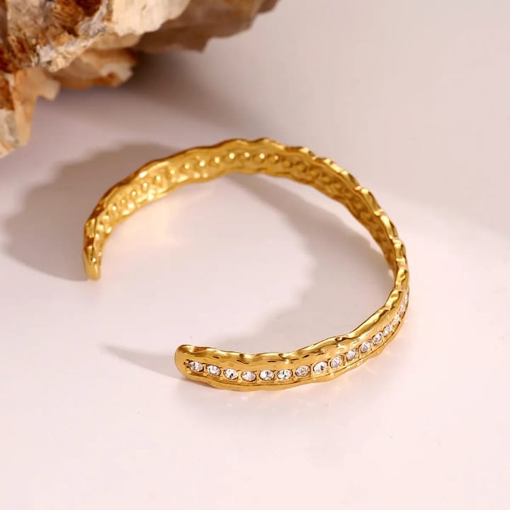 Hustler Diamond Studded Cuff Bracelet