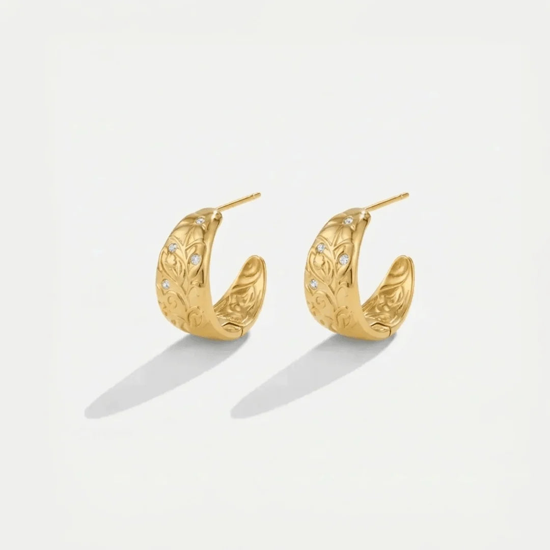 Blair chunky engraved gold half hoop earrings