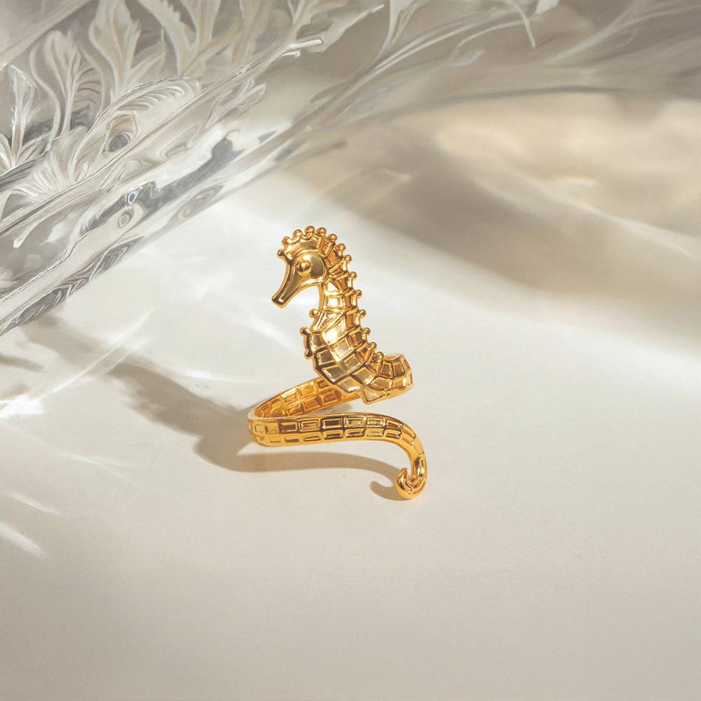 Marisol gold seahorse wrap ring
