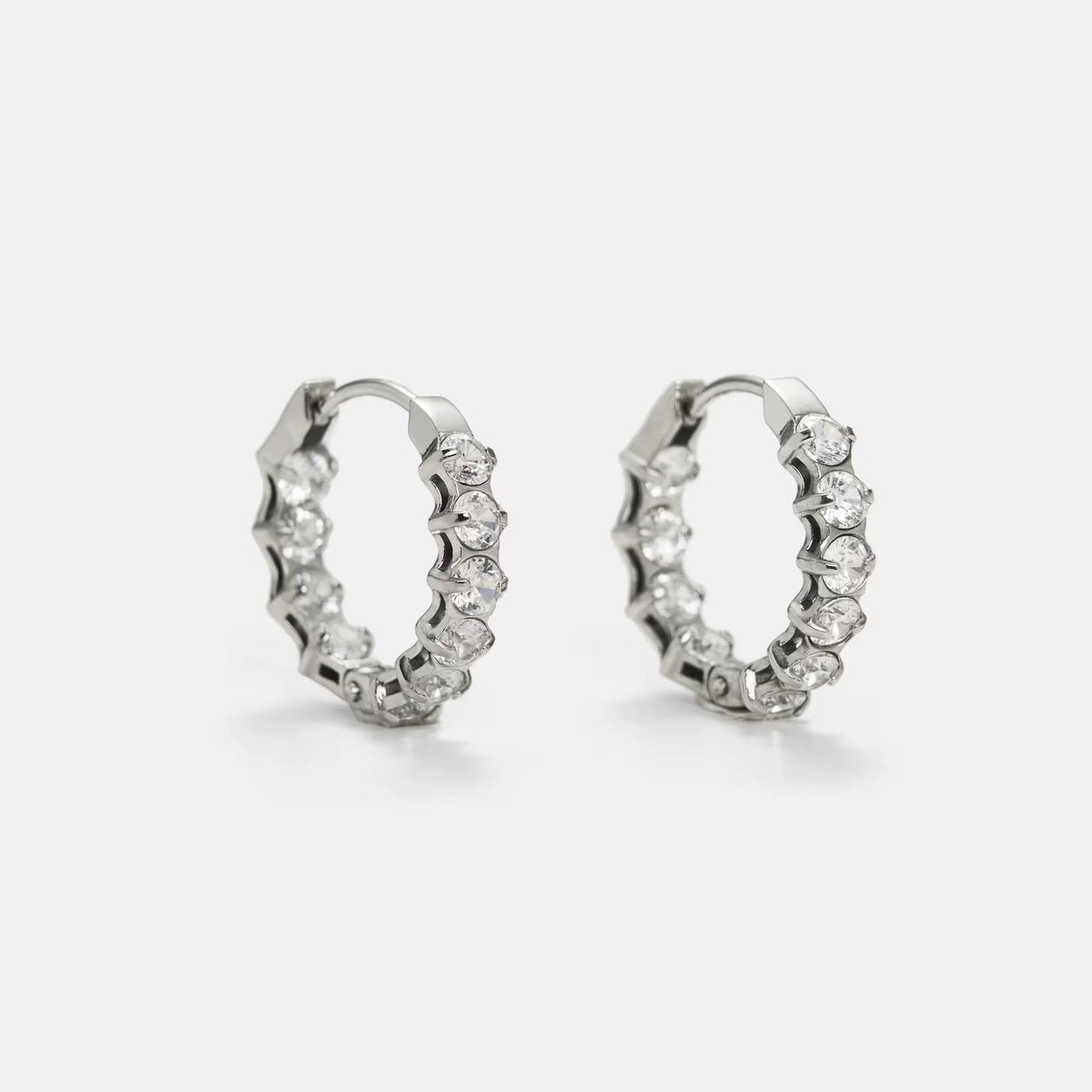 Serena silver crystal zigzag hoop earrings
