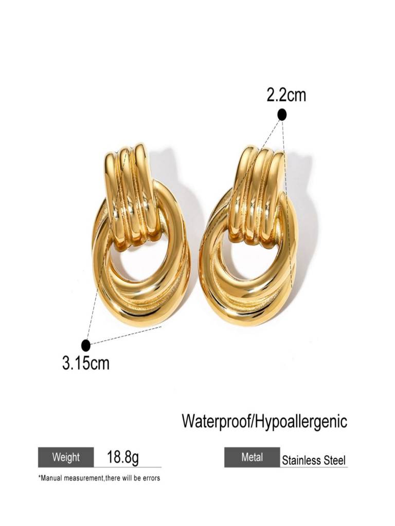 Allegra gold ribbed knot earrings, size and dimensions