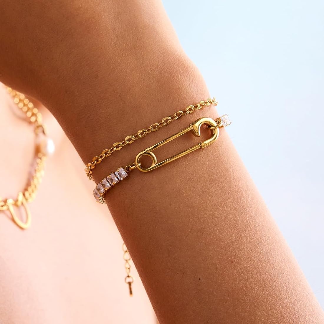 Milan Safety Pin Tennis Bracelet