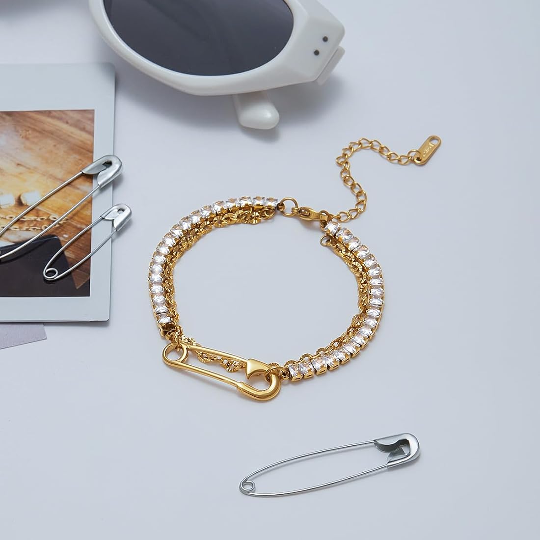 Milan Safety Pin Tennis Bracelet