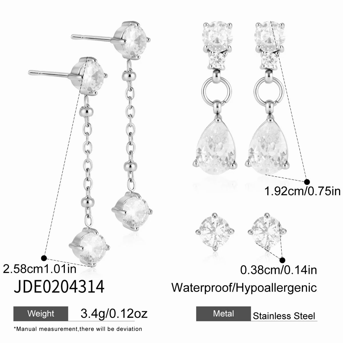 Josie Crystal Tassel Stud Set (Silver)