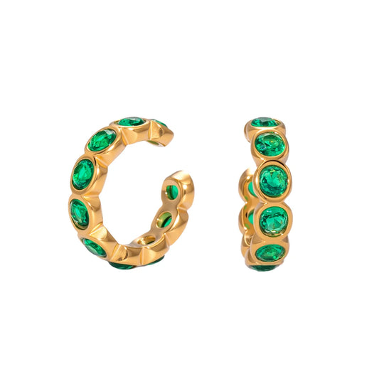 Riley Ear Cuff Earrings (Green)