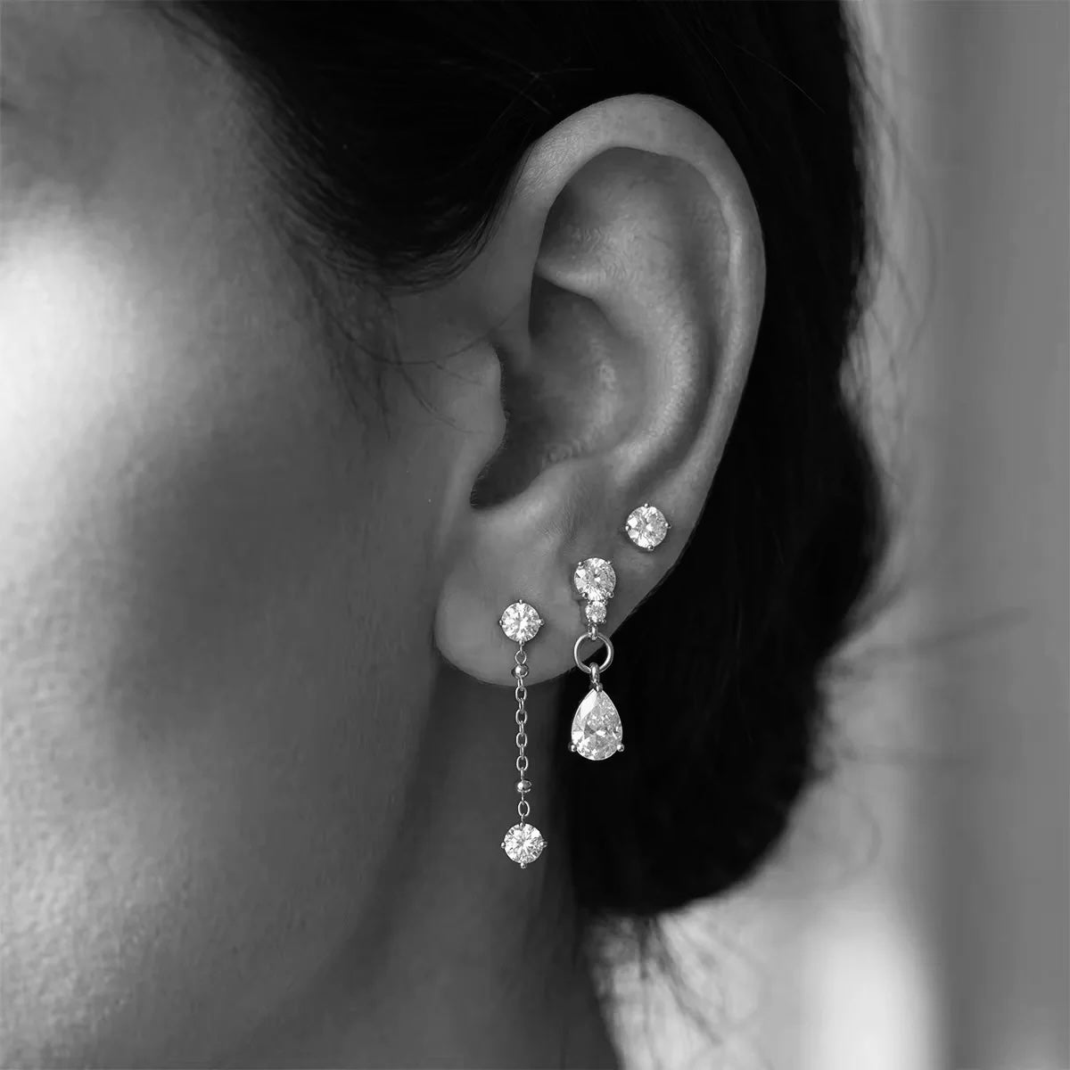 Josie Crystal Tassel Stud Set (Silver)