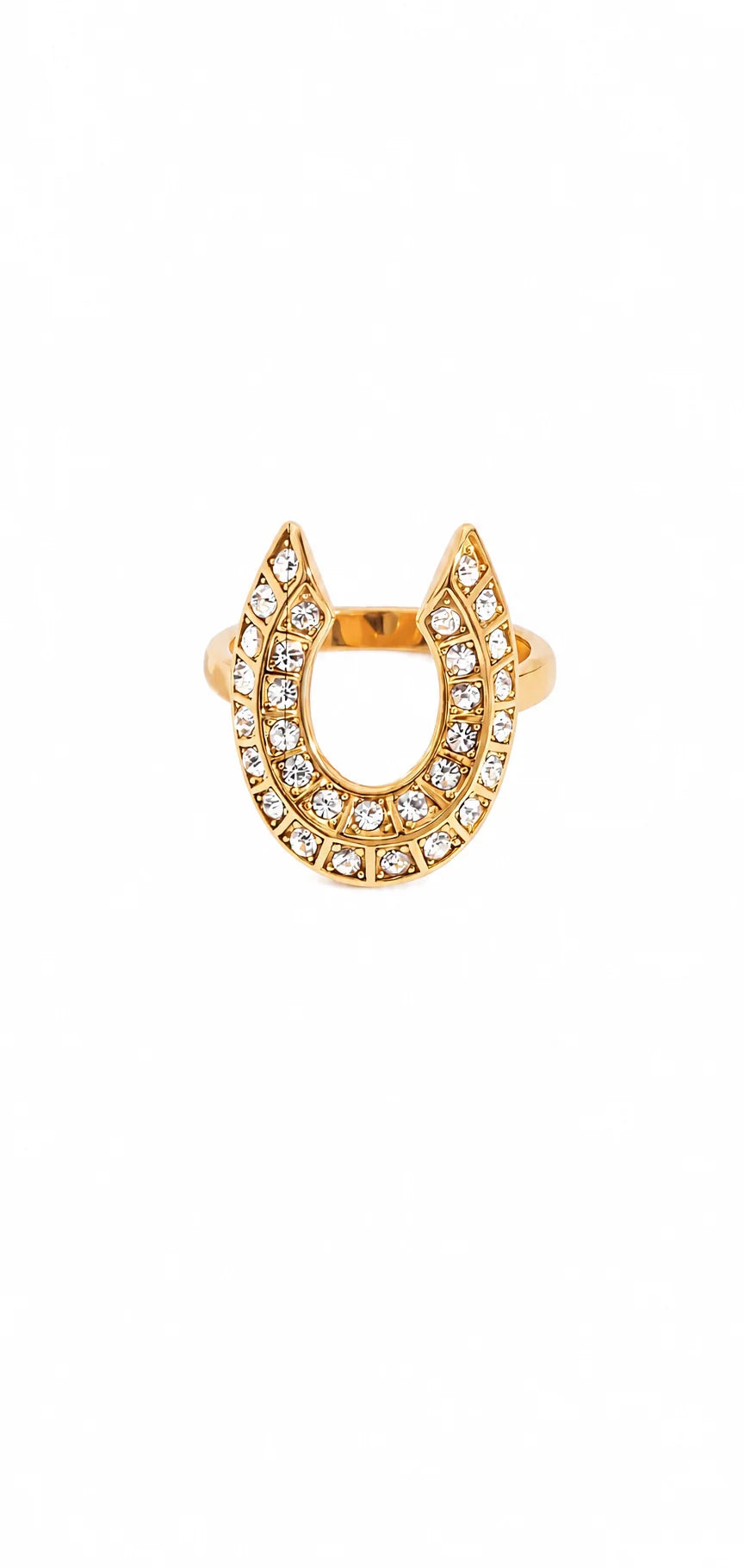 Harper gold pave horseshoe ring