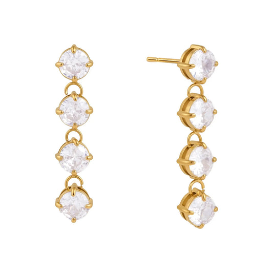 Avery gold earrings with four round crystal drops