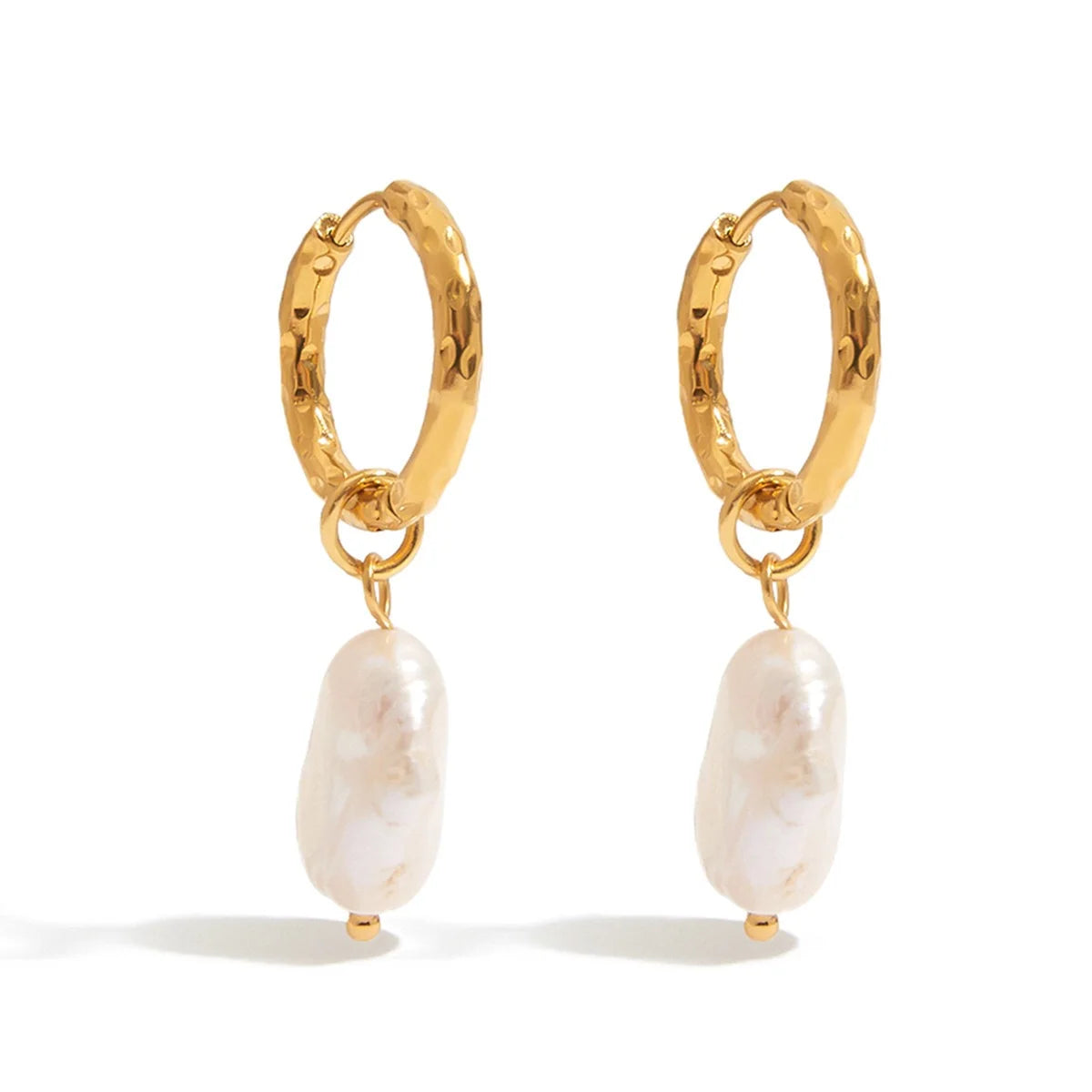 Teresa gold huggie earrings with baroque pearl drop