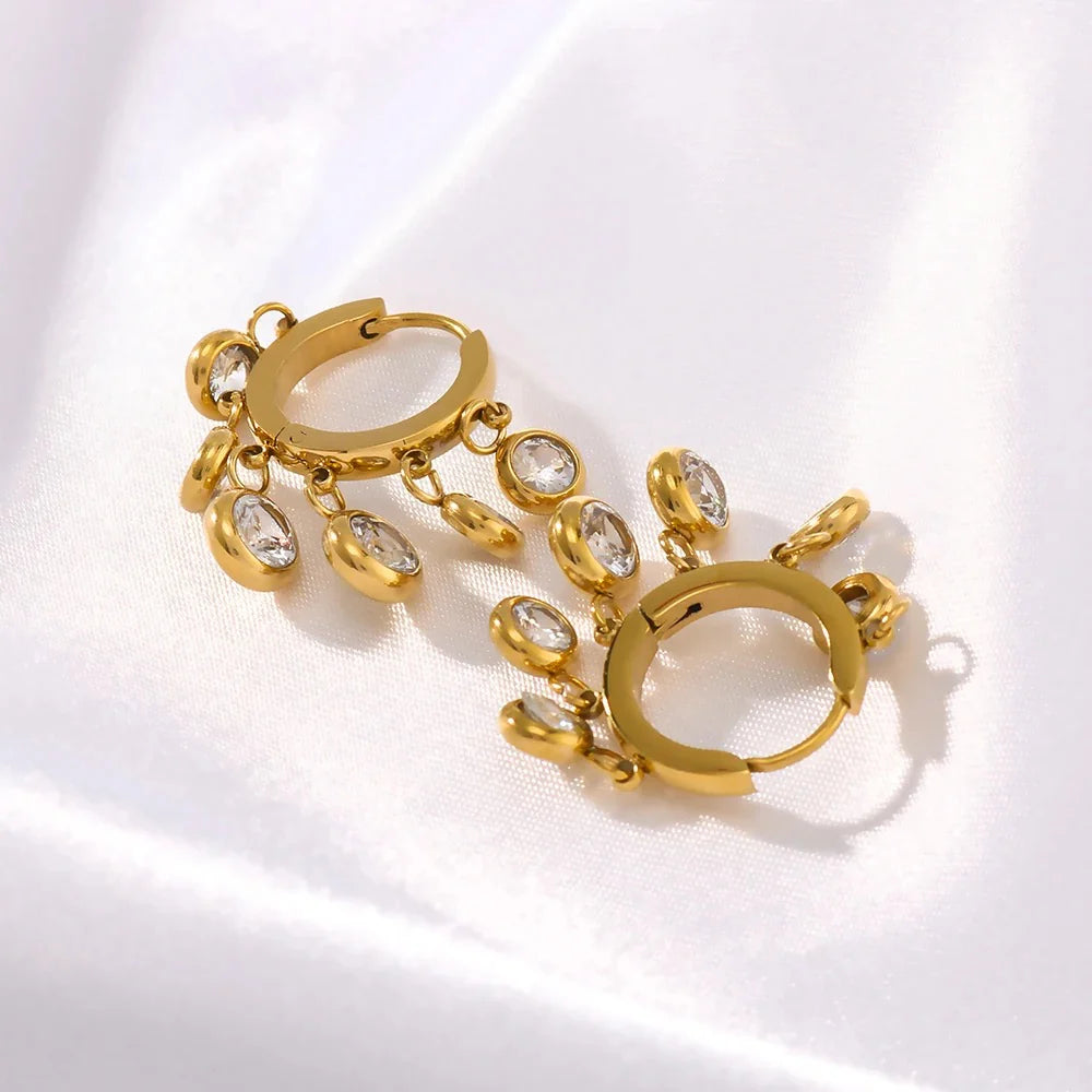Lia Diamond Dangler Earrings (White)