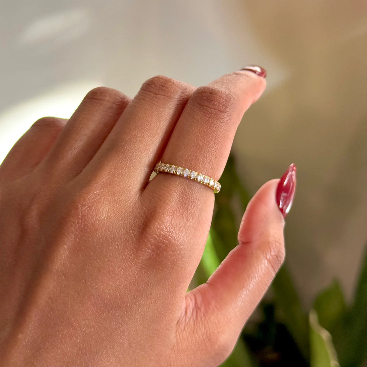 Eleanor slim gold pave eternity band, view 3