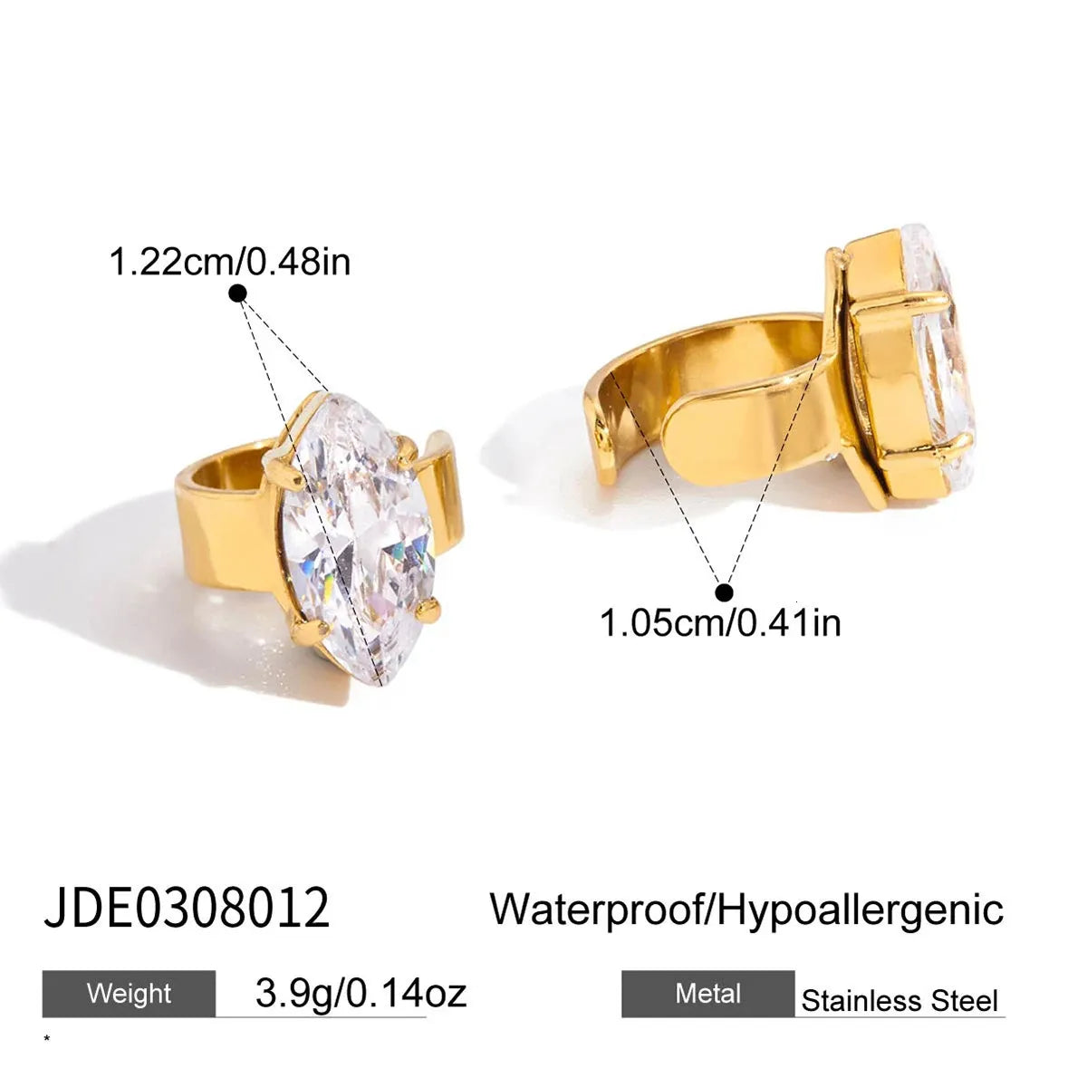 Facet Classic Ear Cuff Earrings (Marquise)