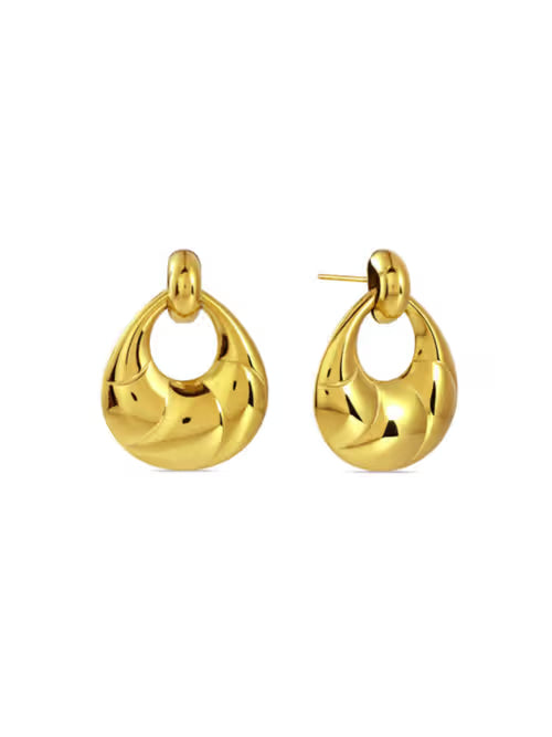 Beatrice chunky gold teardrop door knocker earrings