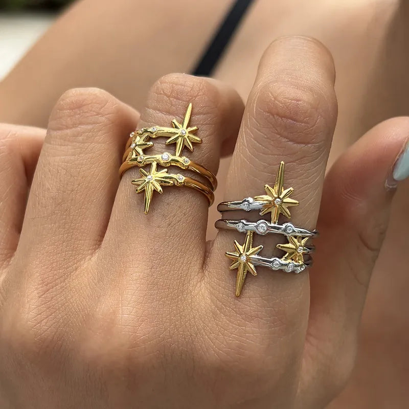 Orla two-tone silver and gold star wrap ring, view 3