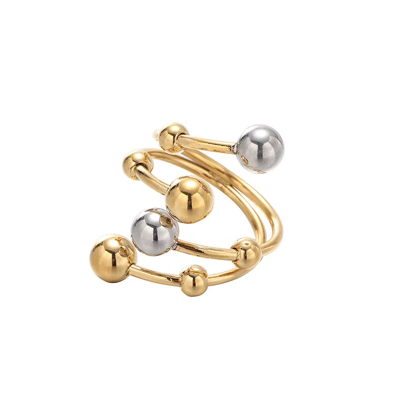 Penelope two-tone gold and silver ball spiral ring