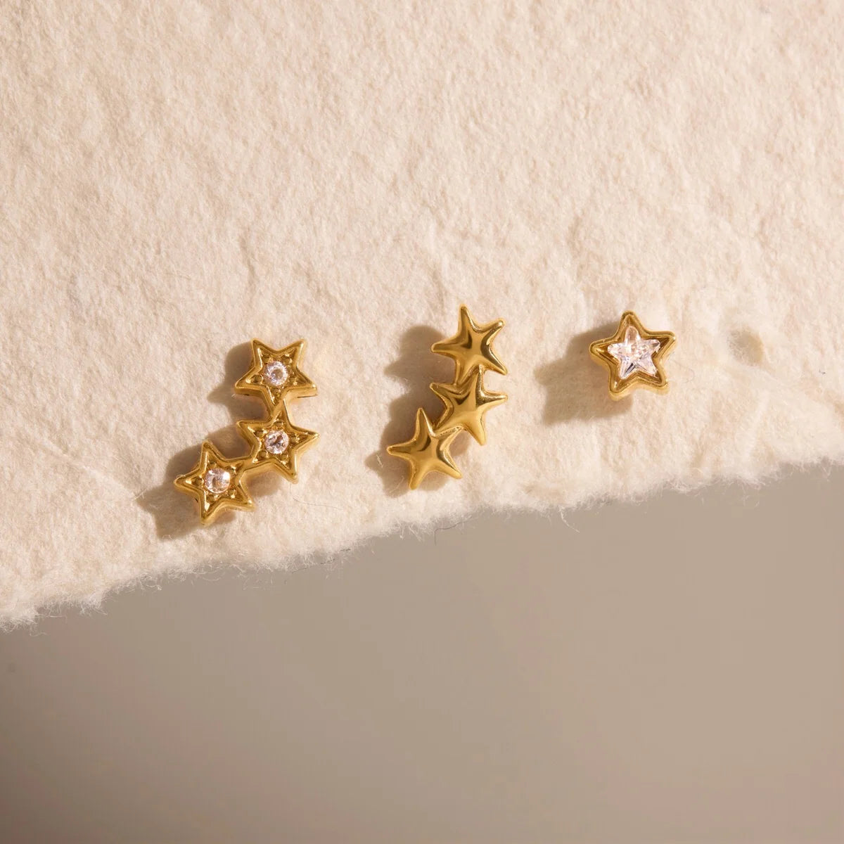 Astrid gold star cluster stud earring set with crystals, view 6