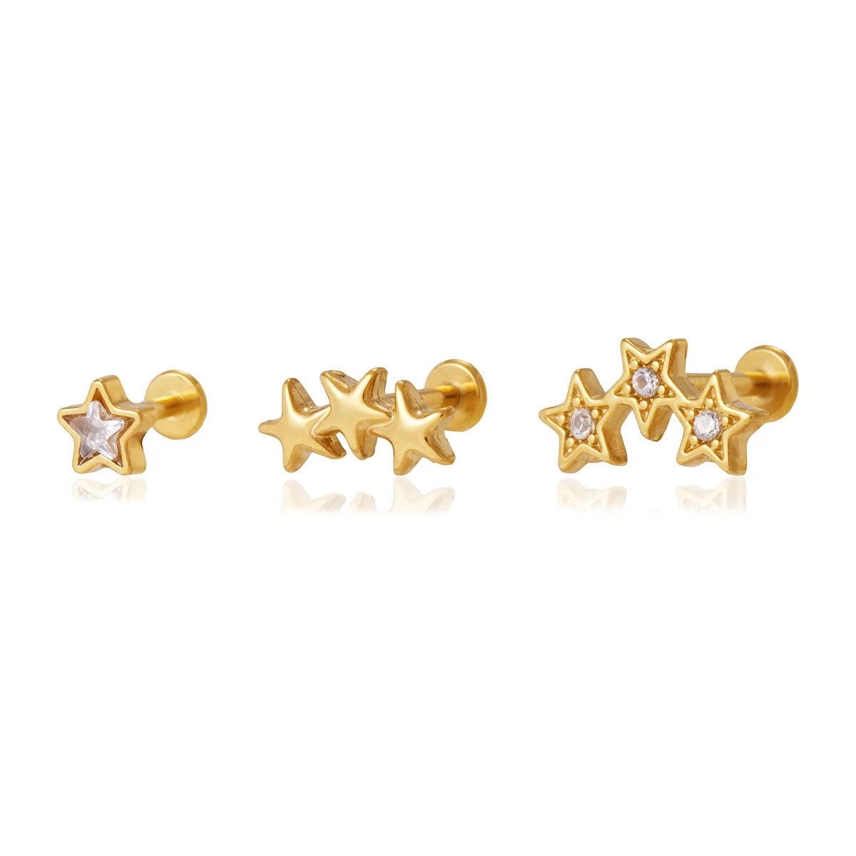 Astrid gold star cluster stud earring set with crystals