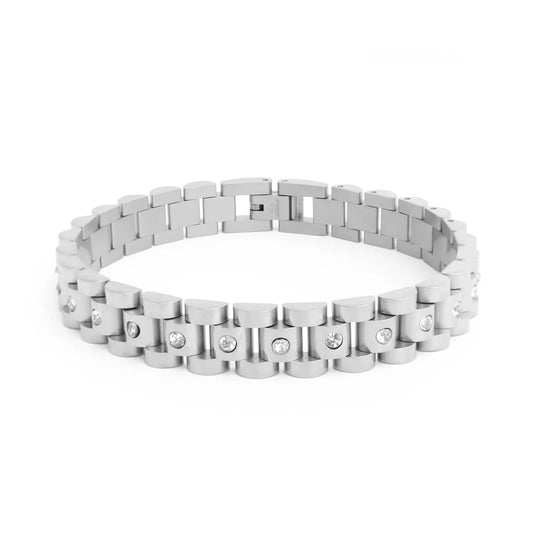 Gracious Studded Watch strap Bracelet (Silver)