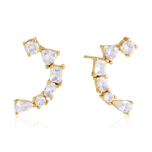 Lauren gold crystal ear climber earrings
