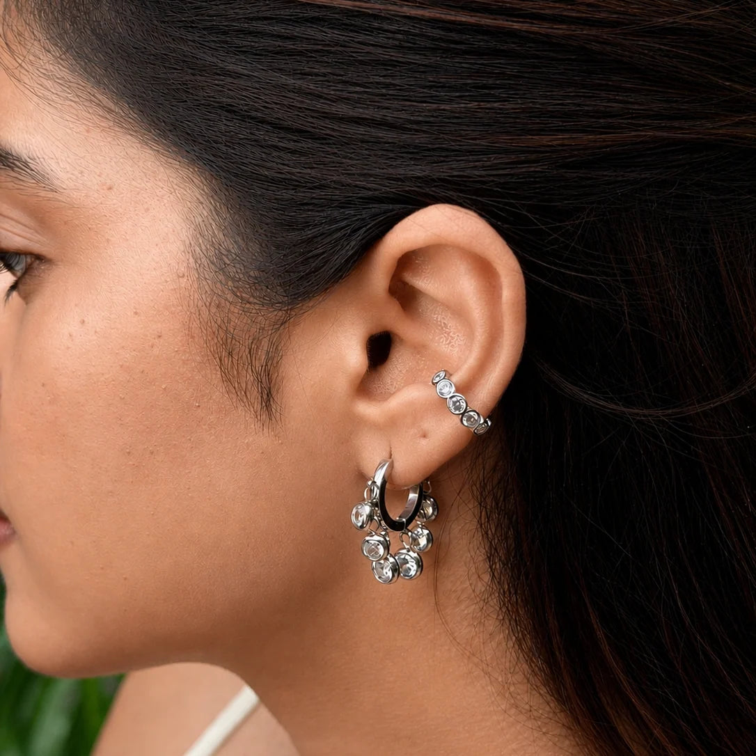 Riley Ear Cuff Earrings (Silver)