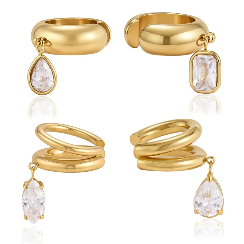 Charm Ear Cuff Earrings (Rectangle)